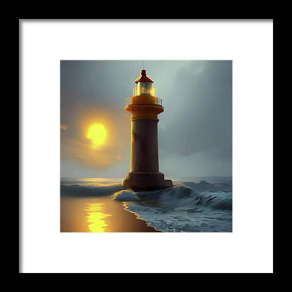Lighthouse Framed Print featuring the digital art Lighthouse No.27 by Fred Larucci