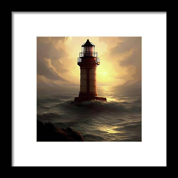 Lighthouse Framed Print featuring the digital art Lighthouse No.52 by Fred Larucci