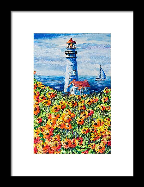 Lighthouse Framed Print featuring the painting Lighthouse Vista by Diane Phalen