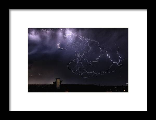 Lightning Framed Print featuring the photograph Lightning over Udine by Wolfgang Stocker