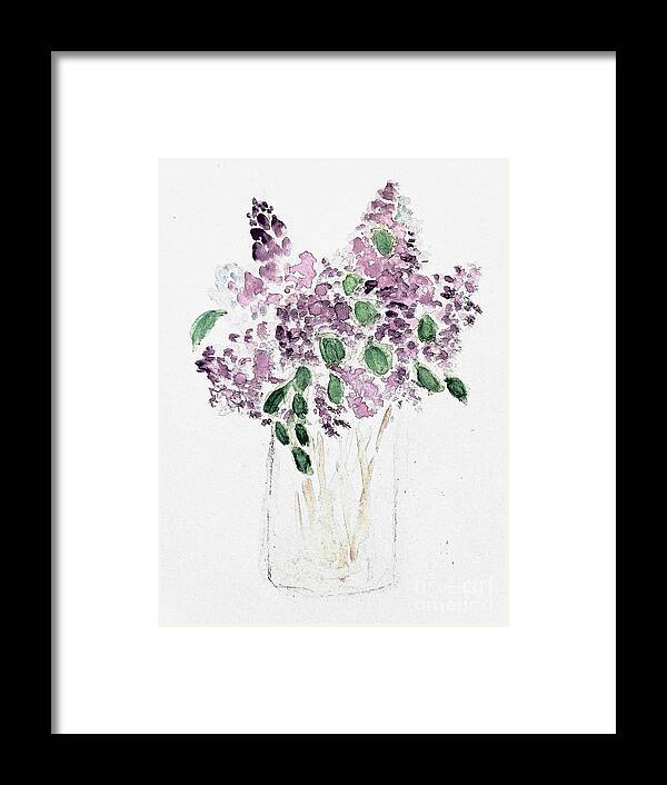  Framed Print featuring the painting Lilacs in a Jar by Margaret Welsh Willowsilk