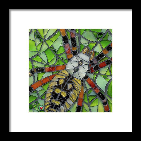 Spider Framed Print featuring the glass art Lili by Cherie Bosela