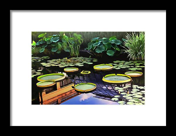 Lily Pads Framed Print featuring the photograph Lily Pond with Reflection by Sea Change Vibes