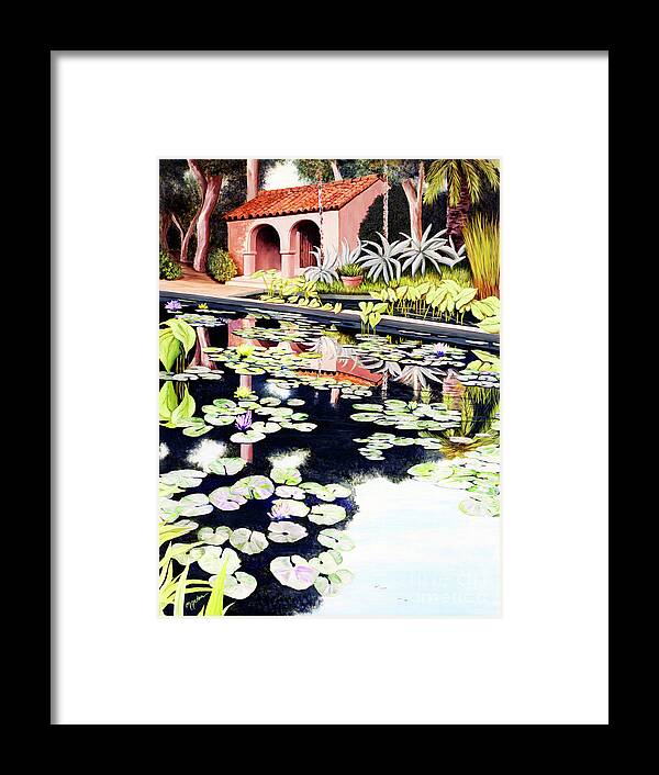 Swimming Pool Framed Print featuring the painting LILY'S GARDEN - Prints of oil painting by Mary Grden