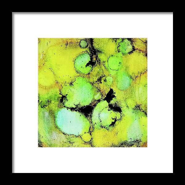 Alcohol Ink Framed Print featuring the painting Lime green and yellow by Karla Kay Benjamin