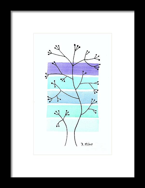 Mid Century Modern Framed Print featuring the painting Line Drawing Botanical 2 by Donna Mibus