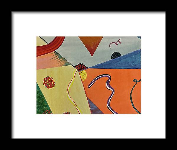 Abstract Framed Print featuring the painting Lines and Circles by Lisa White