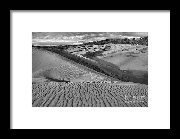 Great Framed Print featuring the photograph Lines On The Colorado Sand Dune Ridge Black And White by Adam Jewell