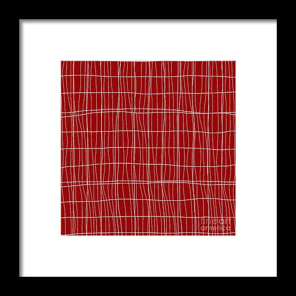 Lines Pattern Modern Design Framed Print featuring the digital art Lines Pattern Modern Design - Red and White by Patricia Awapara