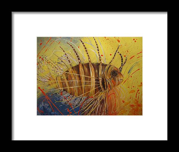 Fish Framed Print featuring the painting Lion Fish by Barbara Landry