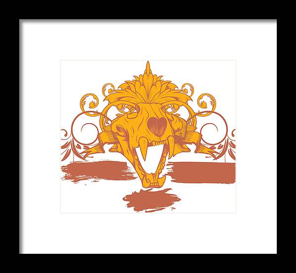 Lion Framed Print featuring the digital art Lion Skull by Jacob Zelazny