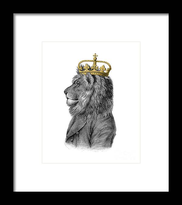 Lion Framed Print featuring the digital art Lion the King of the jungle by Madame Memento