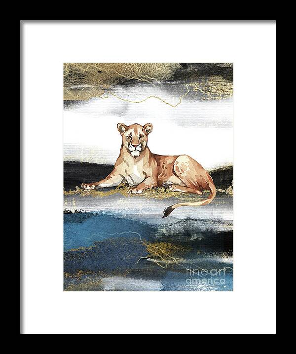 Lioness Framed Print featuring the painting Lioness Watercolor Animal Art Painting by Garden Of Delights