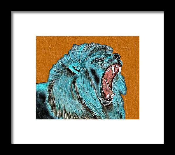 Abstract Framed Print featuring the mixed media Lion's Roar - Abstract by Ronald Mills
