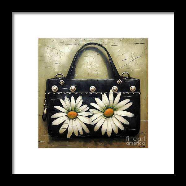 Purse Framed Print featuring the painting Little Black Daisy Bag by Tina LeCour