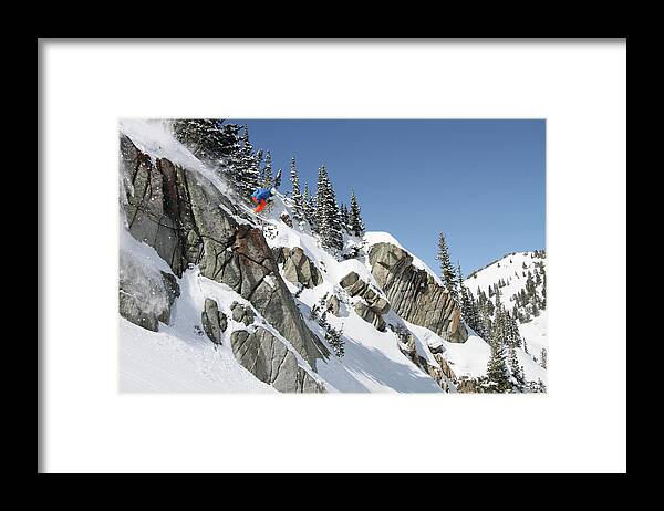 Utah Framed Print featuring the photograph Little Cottonwood Canyon Skier - Alta Backcountry, Utah - IMG_0471 by Brett Pelletier