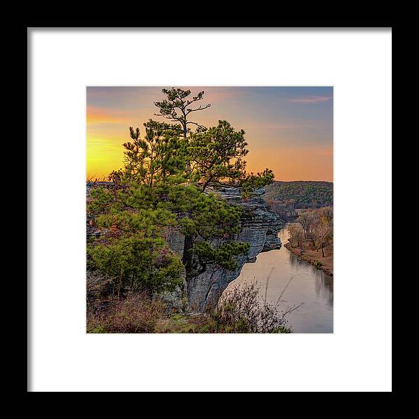 Little Hawksbill Crag Framed Print featuring the photograph Little Hawksbill Crag Over the White River - Arkansas Landscape 1x1 by Gregory Ballos
