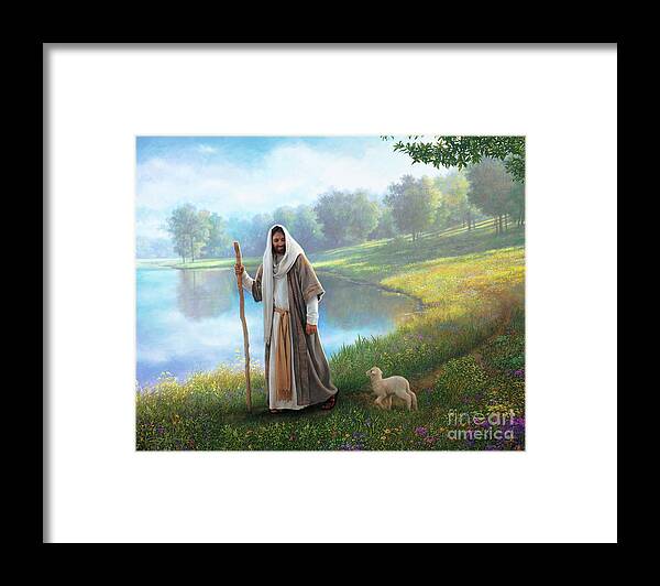 Jesus Framed Print featuring the painting Little Lamb by Greg Olsen