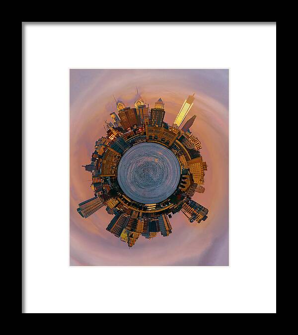 Philadelphia Framed Print featuring the photograph Little Planet - Philadelphia Sunrise Skyline by Lindsay Thomson