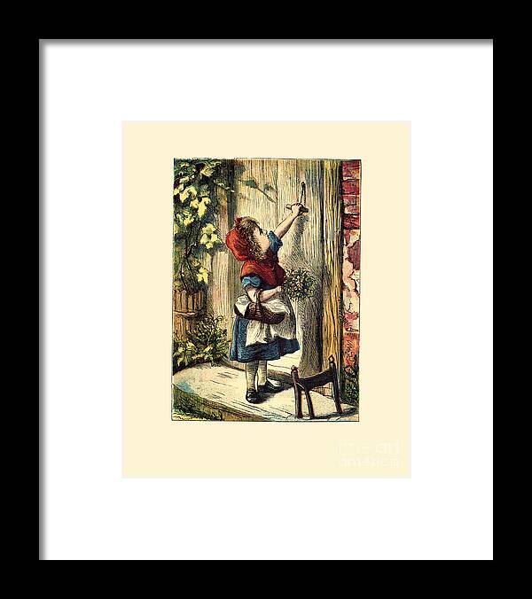 Little Red Riding Hood Framed Print featuring the digital art Little Red Riding Hood Drawing by Madame Memento