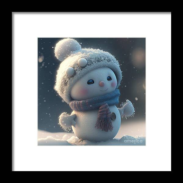 Snow Framed Print featuring the mixed media Little Snowman II by Jay Schankman
