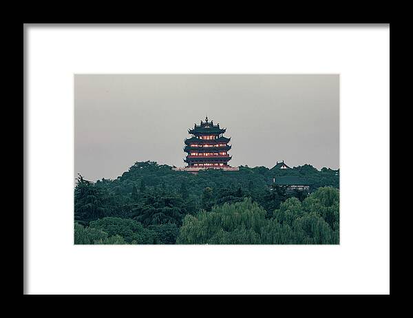 2013 Framed Print featuring the photograph Liuhe Pagoda at sunset by Benoit Bruchez