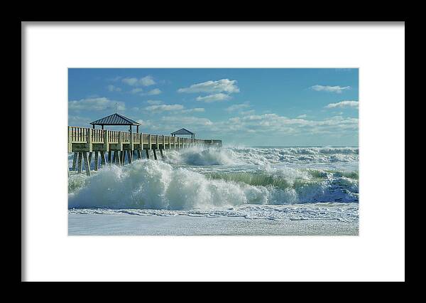 Pier Framed Print featuring the photograph Lively Surf At Juno by Laura Fasulo