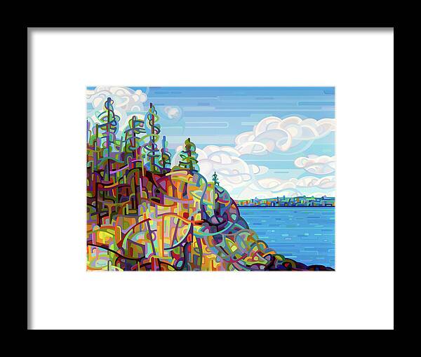 Summer Lake Framed Print featuring the painting Living on the Edge by Mandy Budan
