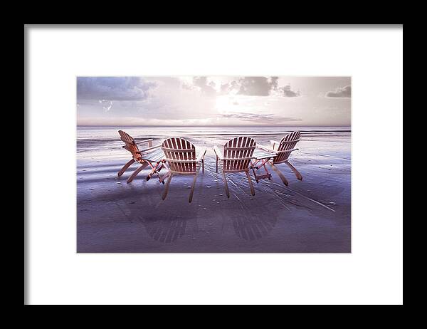 Chairs Framed Print featuring the photograph Living the Cottage Beach Life by Debra and Dave Vanderlaan