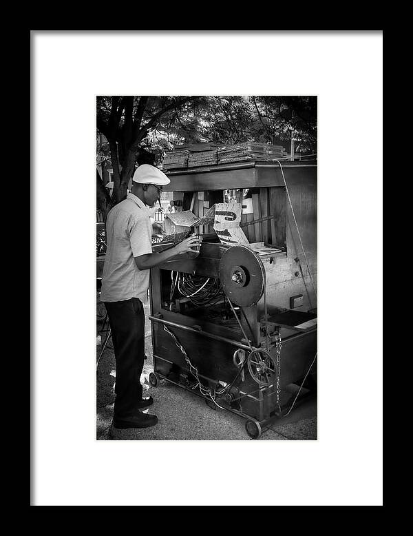 Manovela Music Framed Print featuring the photograph Loading the street organ by Micah Offman