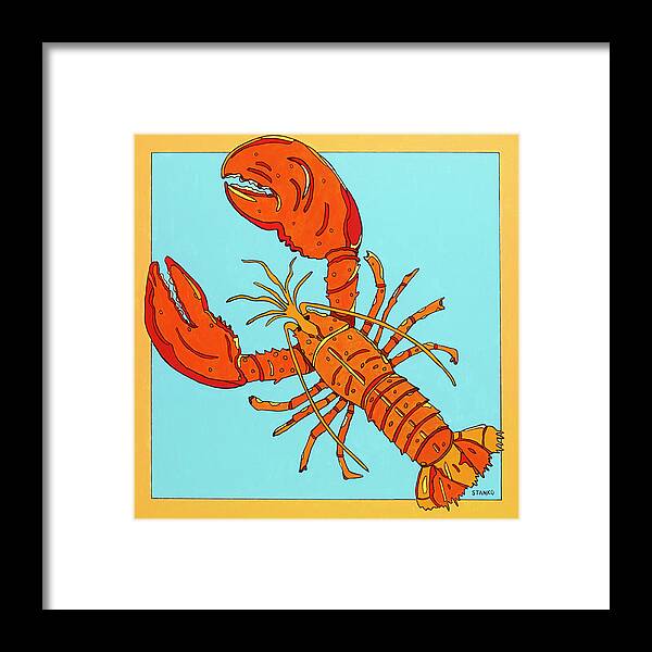Lobster Seafood Framed Print featuring the painting Lobster by Mike Stanko
