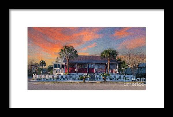 Poes Tavern Framed Print featuring the painting Local Beach Hangout - Poe's Tavern - Sullivan's Island South Carolina by Dale Powell