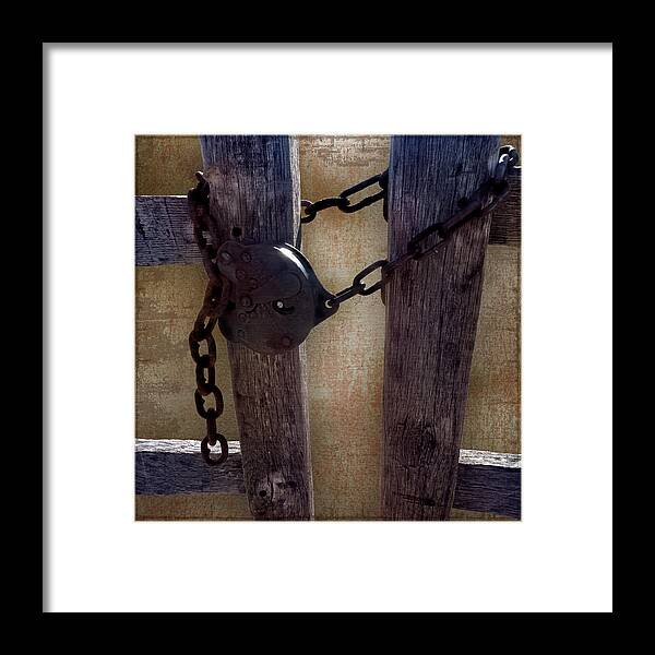 Gate Framed Print featuring the photograph Locked Country Gate by Leslie Montgomery