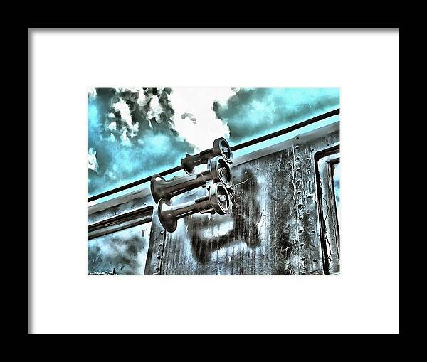 Locomotive Framed Print featuring the mixed media Locomotive Horns by Christopher Reed