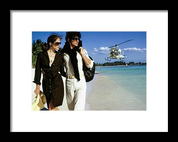Fashion Framed Print featuring the photograph Lois Chiles and Sam Waterston in the Dominican Republic by Chris von Wangenheim
