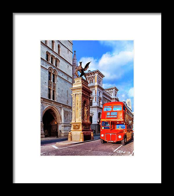 London Framed Print featuring the digital art London Vintage Bus The Strand by Mark Tisdale