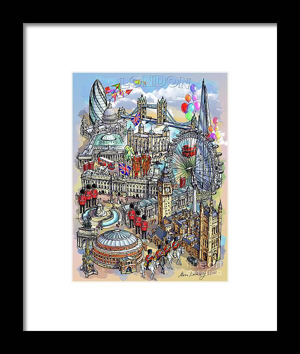 London Framed Print featuring the digital art London collage II by Maria Rabinky