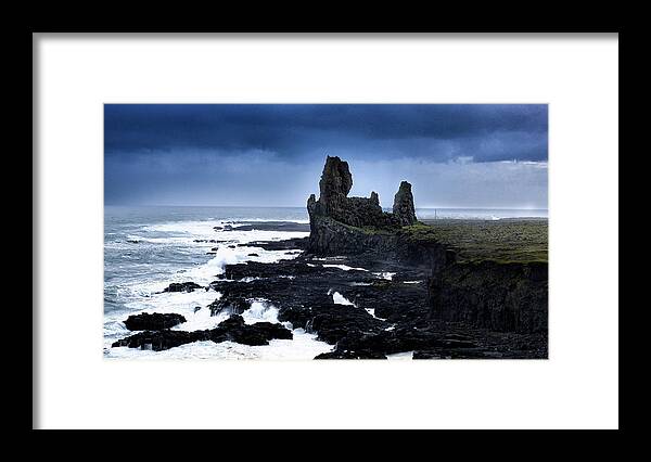 Iceland Framed Print featuring the photograph Londrangar - the Rocky Castle of Iceland by Dee Potter