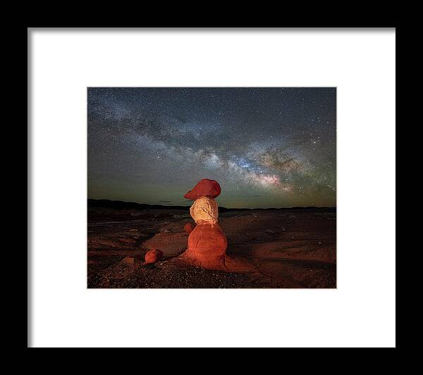 Hoodoo Framed Print featuring the photograph Lone Hoodoo Milky Way by Michael Ash