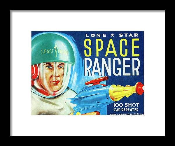 Vintage Toy Posters Framed Print featuring the drawing Lone Star Space Ranger 100 Shot Cap Repeater by Vintage Toy Posters