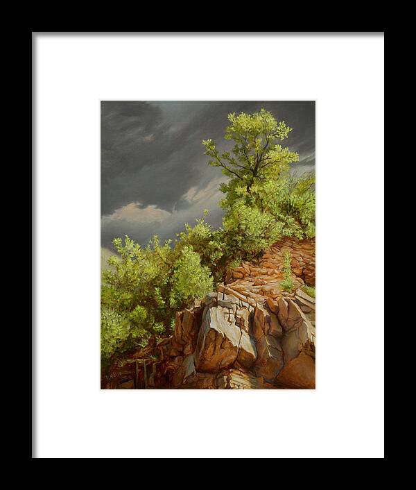 Landscape Framed Print featuring the painting Lone Tree #1 by Hone Williams