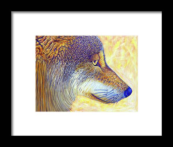 Wolf Framed Print featuring the painting Lone Wolf Wisdom by Brian Commerford