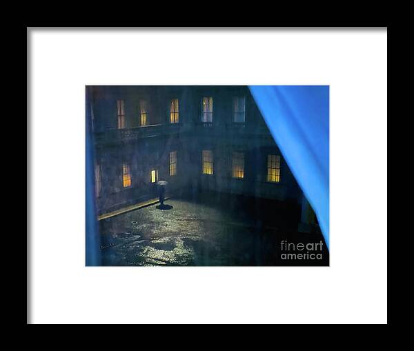 Rainy Night Framed Print featuring the painting Lonely Rainy Night by Bonnie Marie