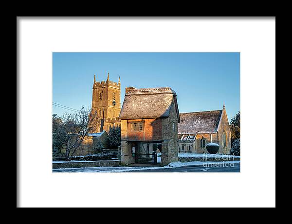 Long Compton Framed Print featuring the photograph Long Compton Church and Lych Gate in Winter by Tim Gainey