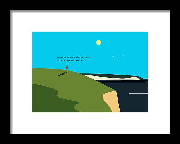 The Sea Framed Print featuring the digital art Longing For The Sea. by Fatline Graphic Art