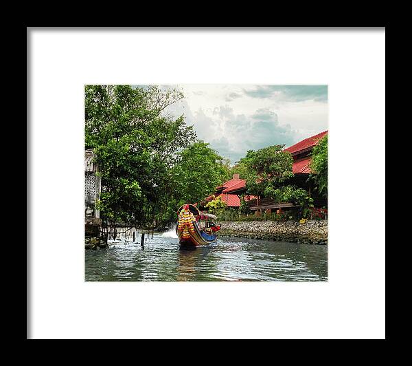 Longtail Boat Framed Print featuring the photograph Longtail Boat Ride through Bangkok 01 by Christine Ley