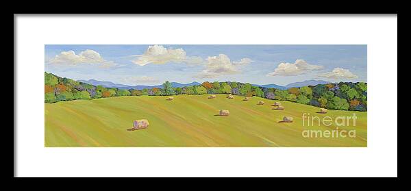 Haystack Framed Print featuring the painting Longview Haystacks by Anne Marie Brown