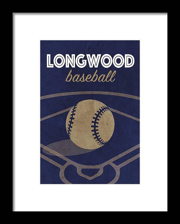 Longwood Framed Print featuring the mixed media Longwood College Baseball Sports Vintage Poster by Design Turnpike