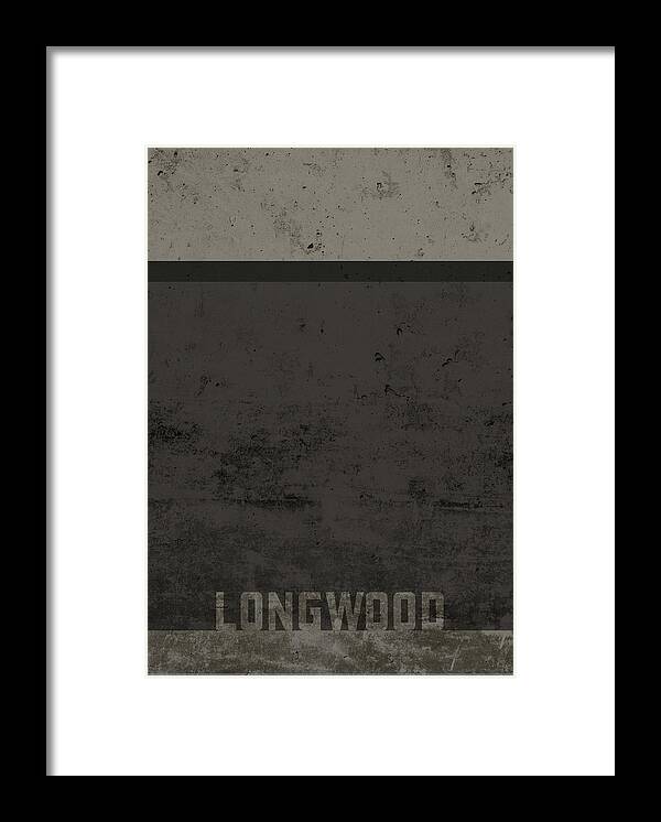 Longwood Framed Print featuring the mixed media Longwood Team Colors College University Distressed Retro Sports Poster Series by Design Turnpike