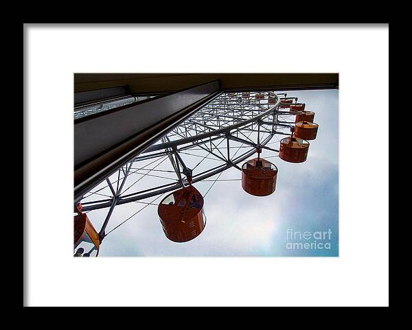 Ferris Wheel Framed Print featuring the photograph Looking up at a Ferris Wheel in Japan by L Bosco